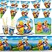 52Pcs Winnie the Pooh Party Set, Geburtstag Party Supplies Set, Partygeschirr Kindergeburtstag, Junge Mädchen Party,Babytaufe, Tischdeko,Motto Party,Teller Servietten Tassen Tischdecke Partyzubehör