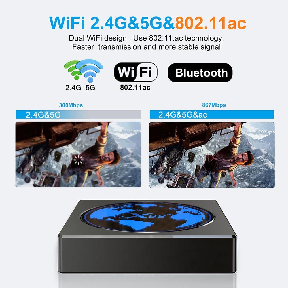 Android TV Box X98 Mini Amlogic S905W2 TV Box Android 11.0 4 GB ROM 64 GB ROM soporte AV1 2.4/5G WiFi BT4.2 4 K HDR caja con teclado i8