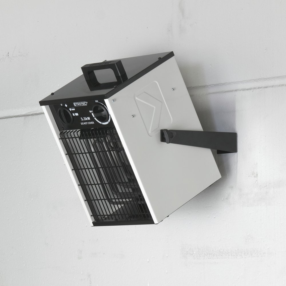 TDS 20 Aérotherme Électrique Professionnel 3,3 kW - Chauffage Soufflant de Chantier, Garage, Atelier - Thermostat Réglable, Ventilateur Seul, Air Propre, IP24 - Montage Mural/Plafond