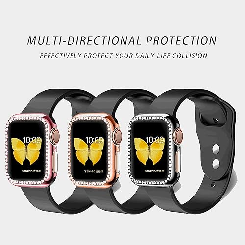 Miniatura 7 de SaNgaiMEi Paquete de 2 fundas brillantes para Apple Watch de 1.575in compatibles con Apple Watch Series 654SE, protector de pantalla con diamantes