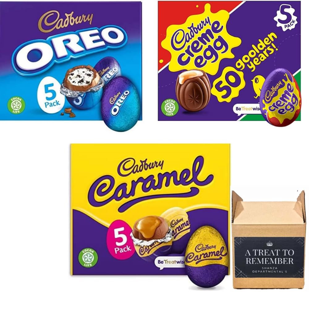 Egg pack of 5 x 3 Boxes in Flavours of Caramel, Creme Egg, Oreo. 15 Chocolate Eggs
