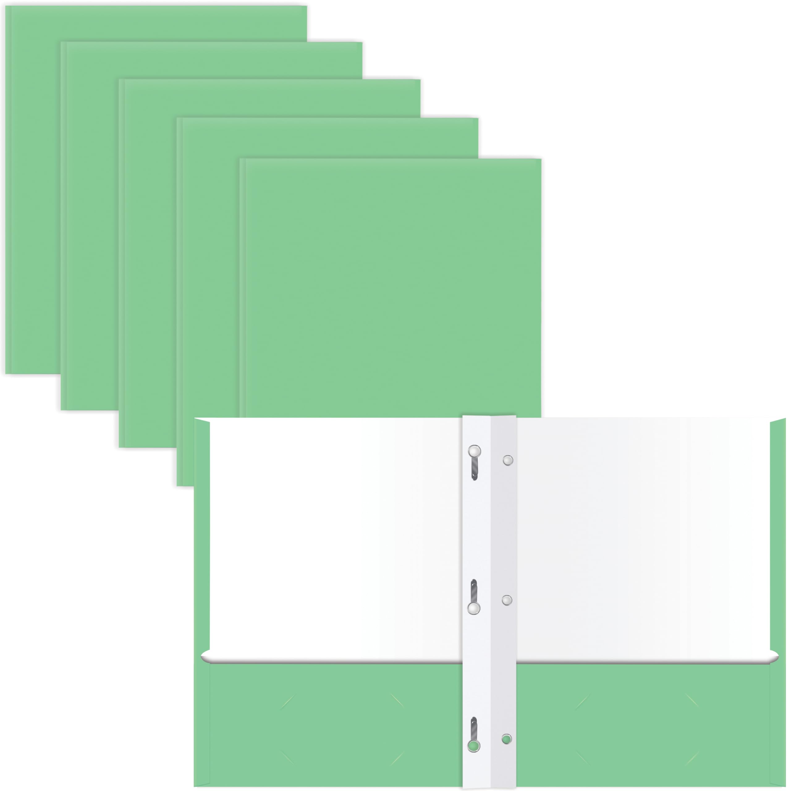 2 Pocket Portfolio Folders with Prongs (Metal Fastener Clips), 25 Pack, Cool Trendy Colors, Fits Letter Size Paper, for School, Office, Home, Matte