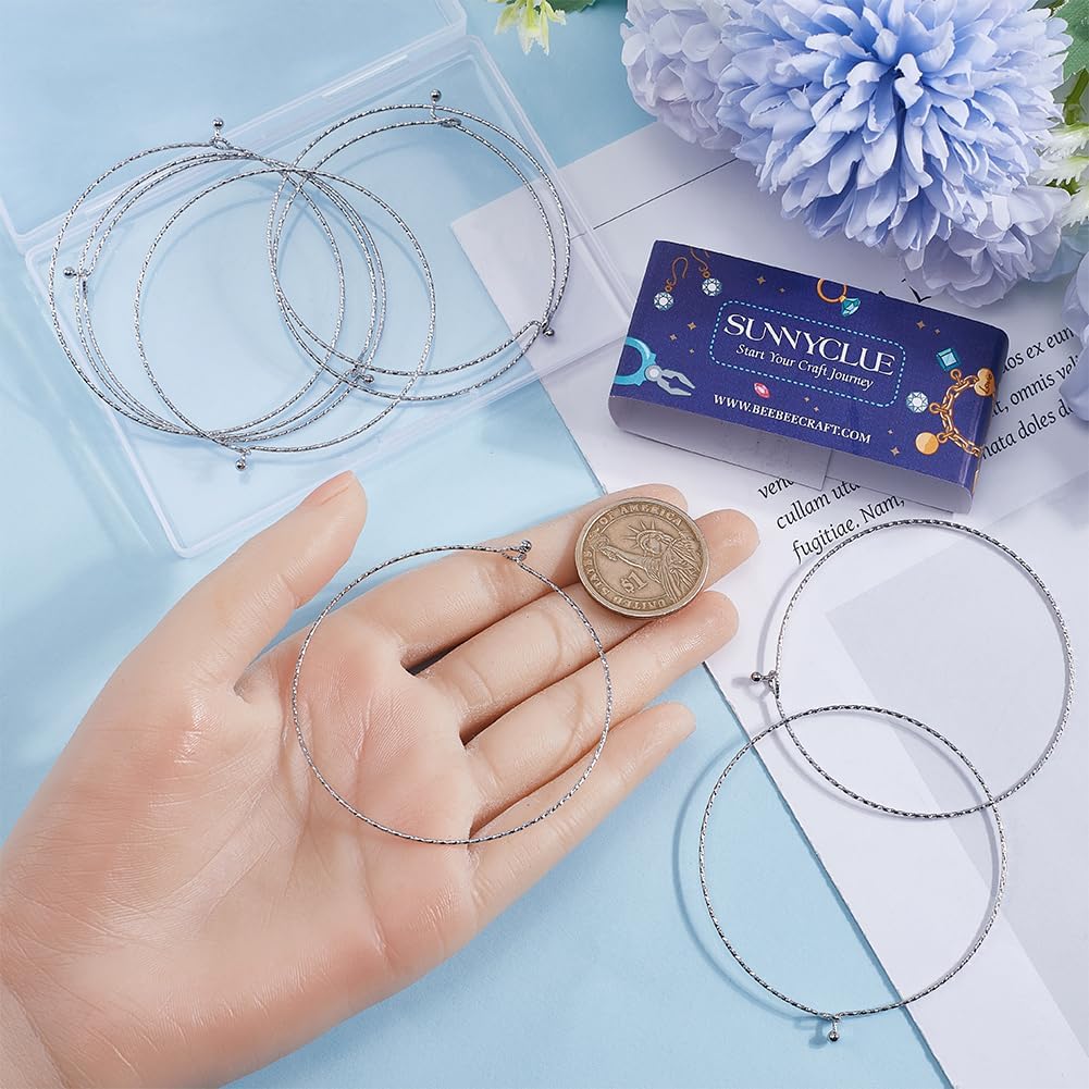 SUNNYCLUE 18Pcs Blank Bangle Bracelets Wire Blank Bracelets Bulk 304 Stainless Steel Textured Simple Thin Open Wire Charm Bangles Wire Bangle Bracelet for DIY Crafts Women Bracelets Making Supplies - Image 3