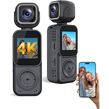 4K Vlogging Camera Pocket Action Cameras with Dual-Lens Mini Body Cam with Audio & Video Recording POV Handheld Camera wtih 32GB Card for Travel, Blogging, Daily Recording
