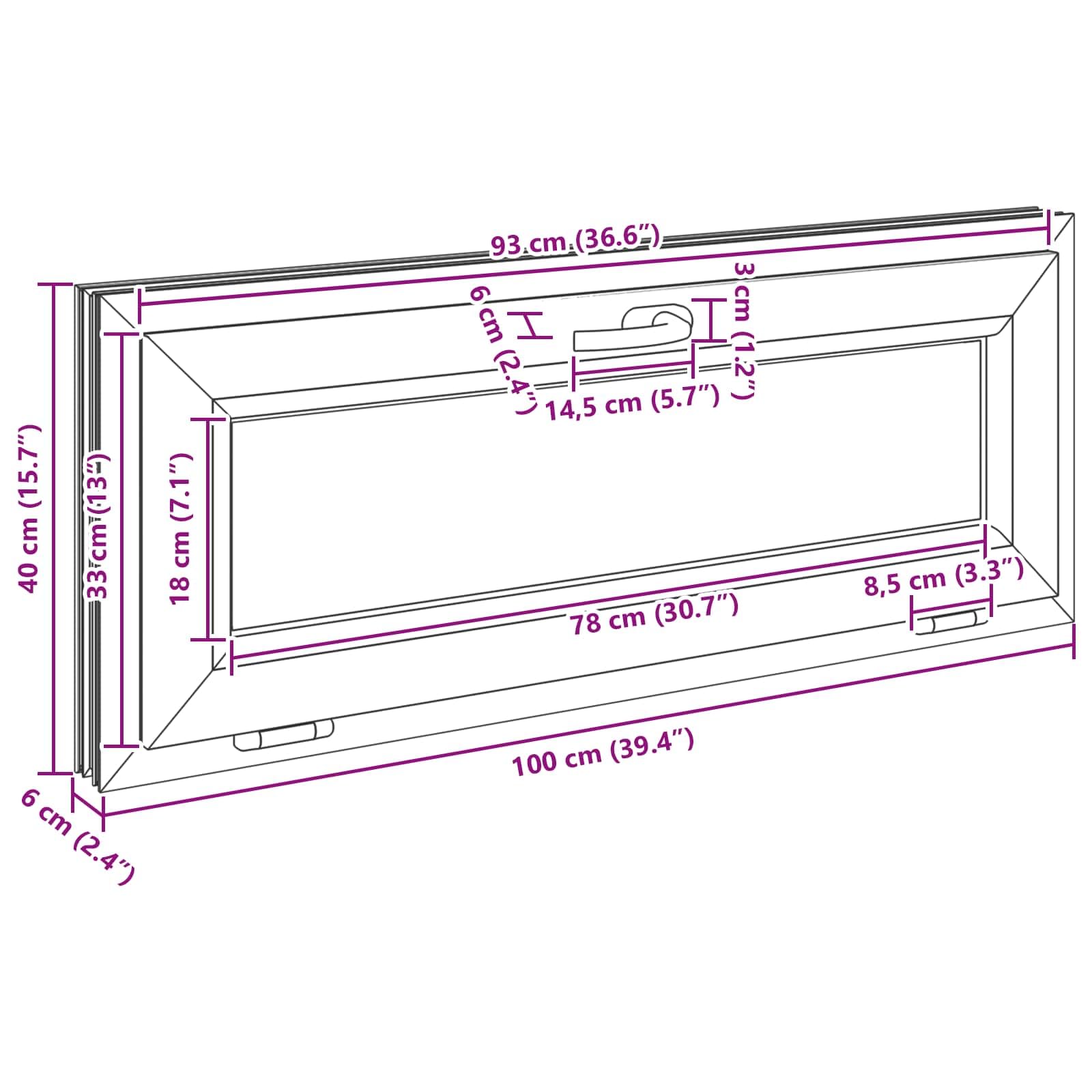 vidaXL Finestra per seminterrato RISOR 100 x 40 cm PVC e Vetro Bianco, Design Moderno per Seminterrato, Installazione di finestra rettangolare, finestre in PVC durevoli per luce e ventilazione