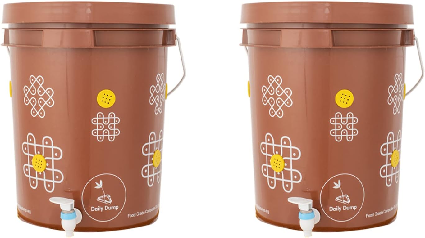 Chomp Double Aerobic Compost Kit (20 L x 2) I Easy & Smell-free l For Converting All Kinds of Kitchen Food Waste into Fertilizer (Manure)