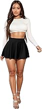 Hybrid & Company Womens Stretch Super Short Flared Casual Nylon Ponte Mini Skate Skirt
