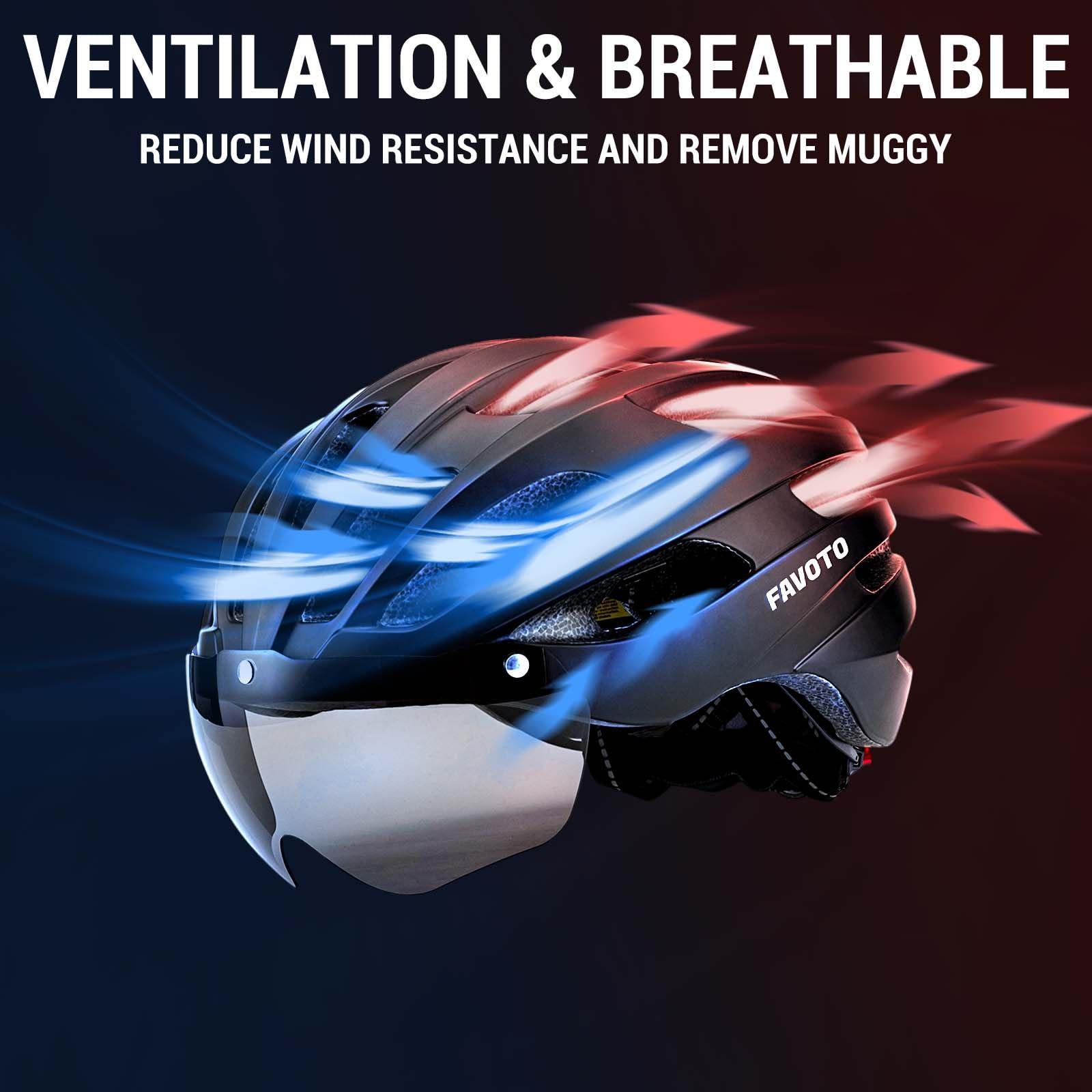 Casco Bici Con Luce Integrata - Regolabile 54-58cm Uomo/Donna, Visiera Rimovibile - Foto 10