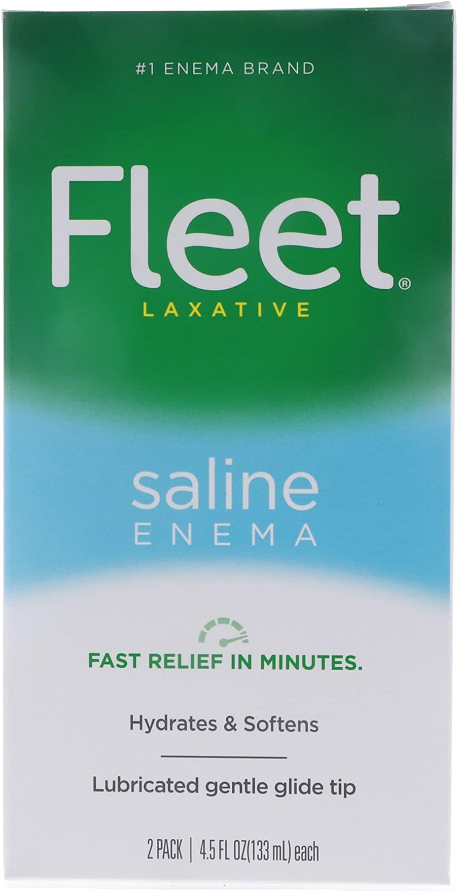 Fleet Laxative Saline Enema, with Gentle Glide Tip, 2 Bottles x 4.5 fl oz (Pack of 3)