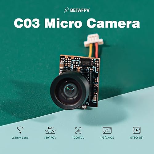Miniatura 2 de BETAFPV C03 FPV Micro Camera 1/3'' CMOS Sensor 1200TVL with Global WDR 2.1mm Lens 160° FOV NTSC 4:3 for Indoor Micro Whoop Drone Quadcopter Like