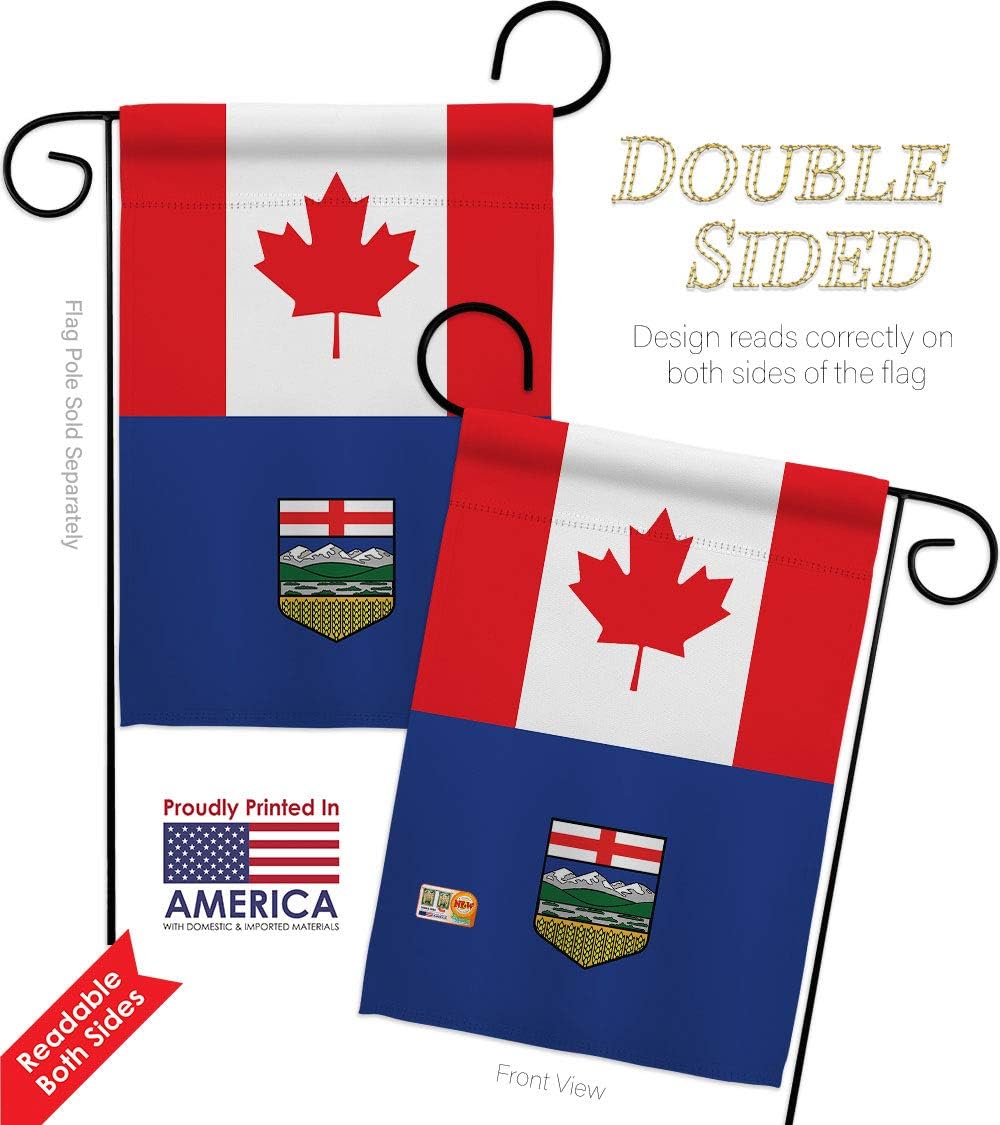 Canada Alberta Garden Flag Set with Stand Regional Provinces Canadian Territories Region Country Particular Area Small Decorative Gift Yard House Banner Double-Sided Made In USA 13 X 18.5