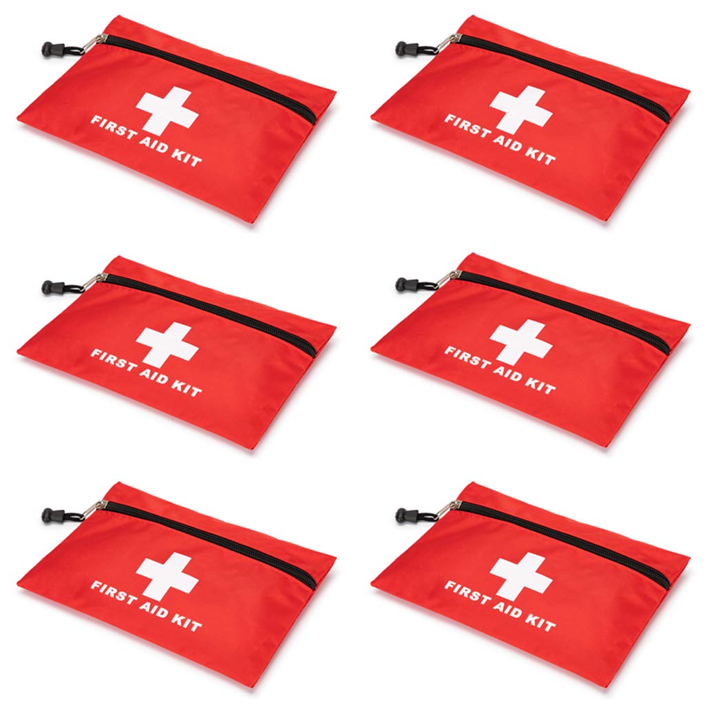 PAXLamb Red First Aid Bag Empty First Aid Kit Empty Waterproof First Aid Pouch Small Mini for First Aid Kits Pack Emergency Hiking Backpacking Camping Travel Car Cycling (Red, 7.9x5.5" 6 Pack)