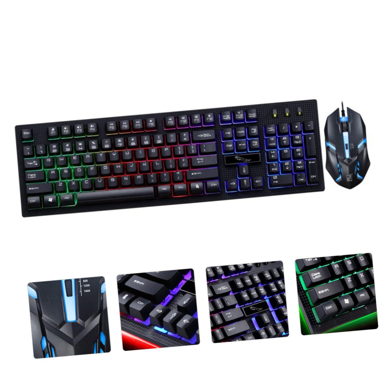 Clavier et Souris USB de Jeu Mécaniques 104 Touches Noir