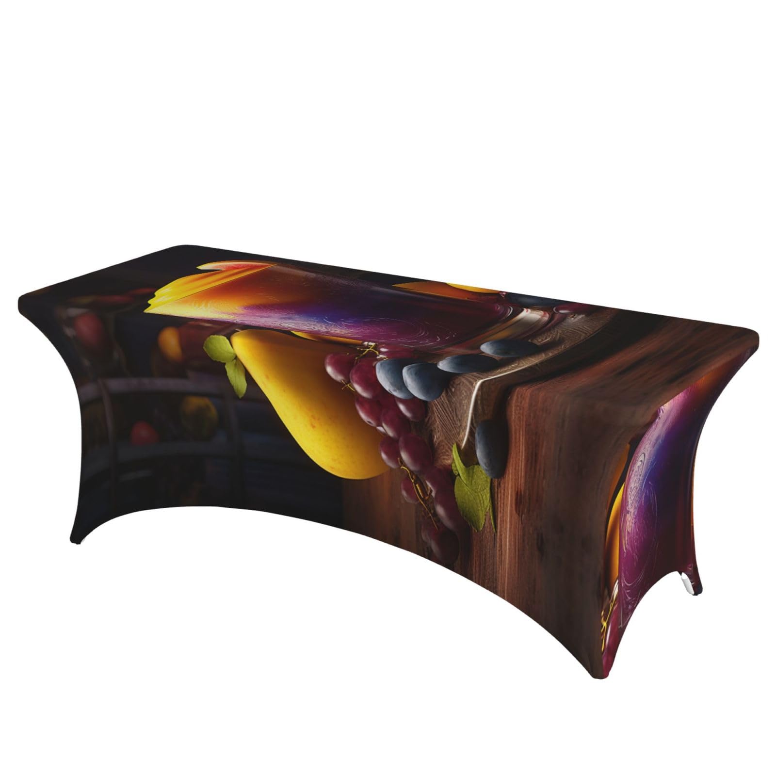 QMKFWT Mango Smoothie Decorative Tablecloth Protector for Wedding, Banquet & Parties6FT Spandex Rectangle Tablecloths, Stretch Washable Table Cloth Wrinkle Free Patio Table Cover