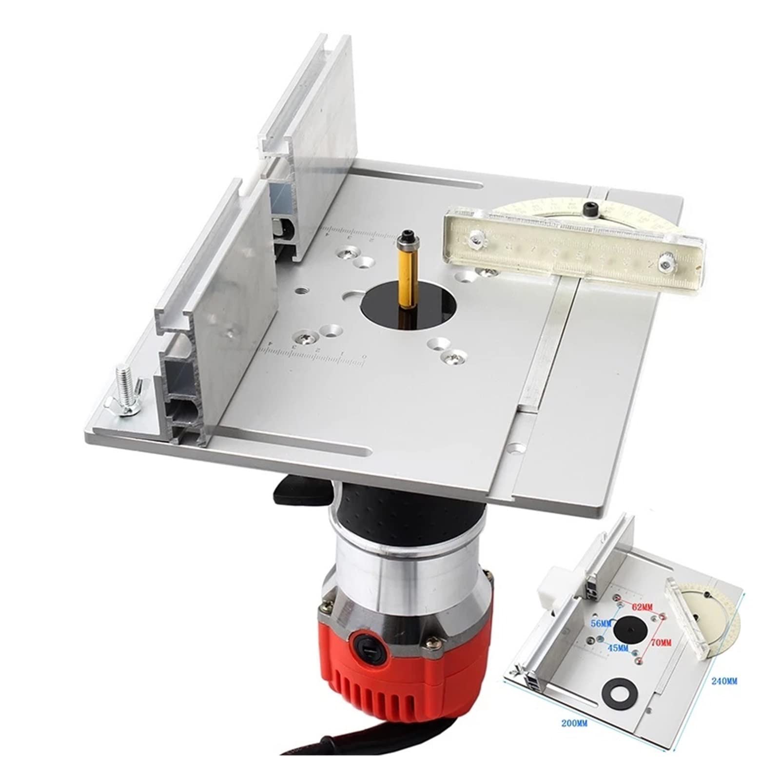 Placa de inserción de mesa de enrutador for bancos de carpintería sierra de mesa con guía de calibre de inglete soportes deslizantes de cerca de perfil de aluminio Herramientas para trabajar la madera
