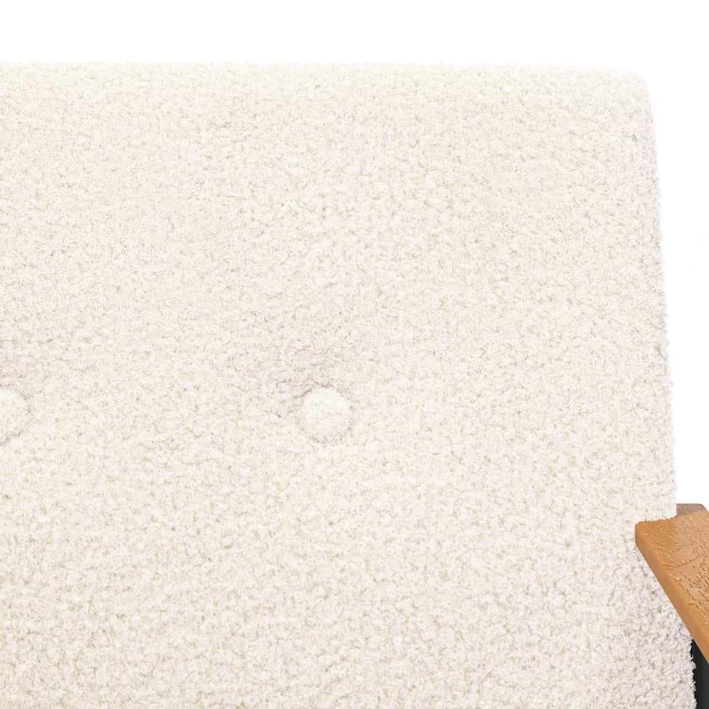 Fotel kremowy z kręconego materiału przypominającego wełnę ze stalowymi nogami, ergonomiczny fotel do salonu, sypialni, biura, relaksująca pozycja siedząca i wygodne podłokietniki