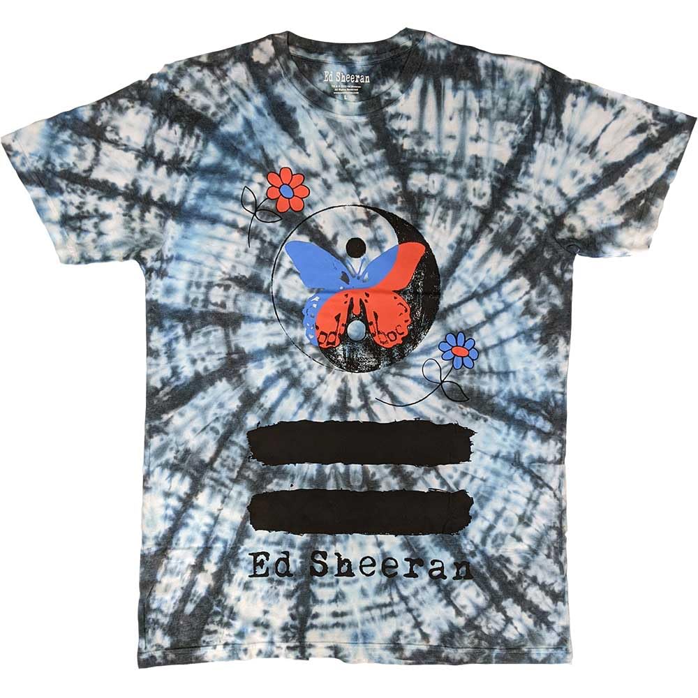 Ed Sheeran Yin and Yang Butterfly Dye Wash T Shirt XXL White