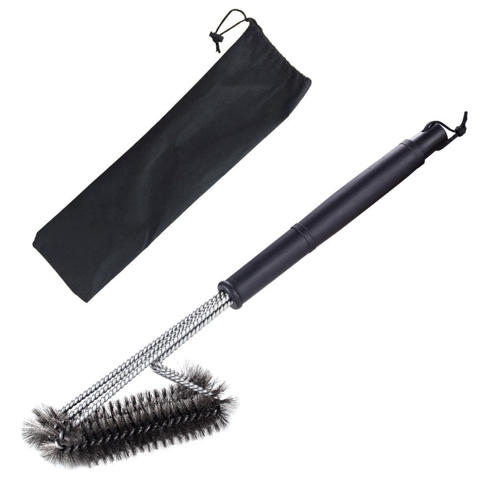ALPHA DIMA Spazzola Per Barbecue 3 In 1 - Manico Lungo 18 Pollici, Setole In Acciaio Inox, Testa Inclinata