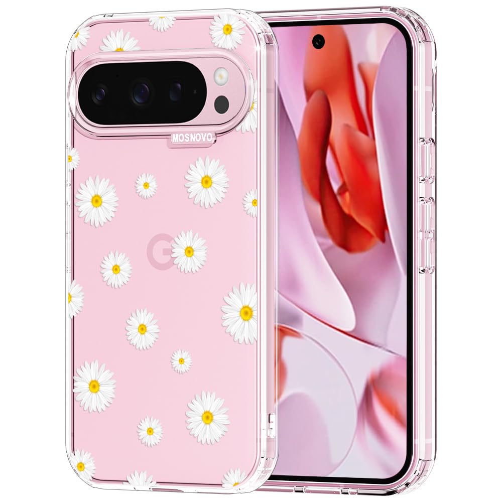 MOSNOVO Case for Google Pixel 9 & Pixel 9 Pro, [Buffertech 6.6ft Military-Grade Drop Protection] [Anti Peel Off Tech] Clear TPU Bumper Phone Case Cover Design - Great Wave — view 11