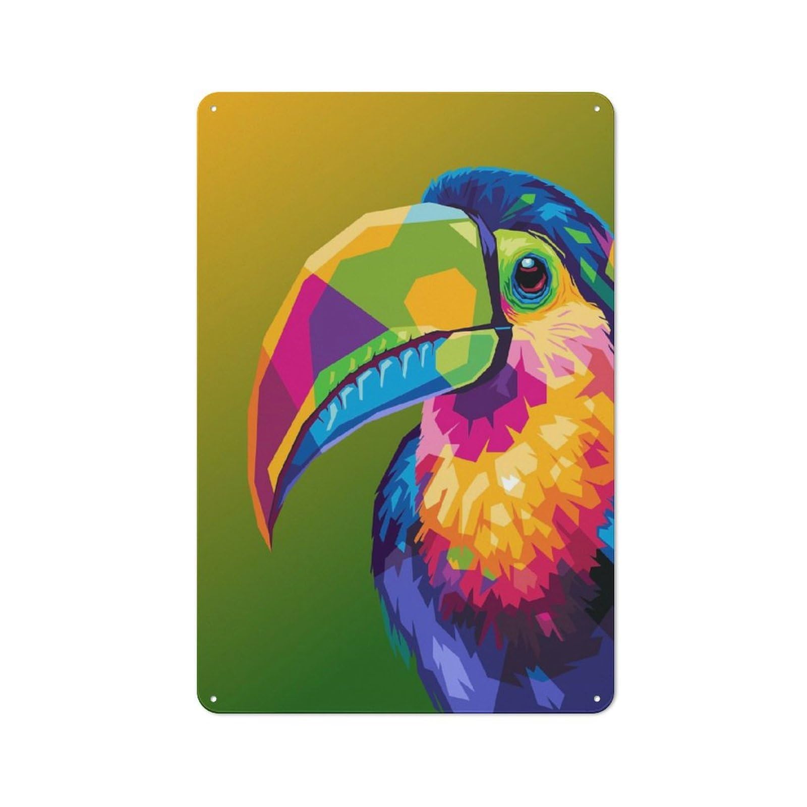 Junmoney Colorful Toucan Portrait Metal Wall Sign 30X20cm Featuring For Living Room Wall, For Feature Wall Decorators