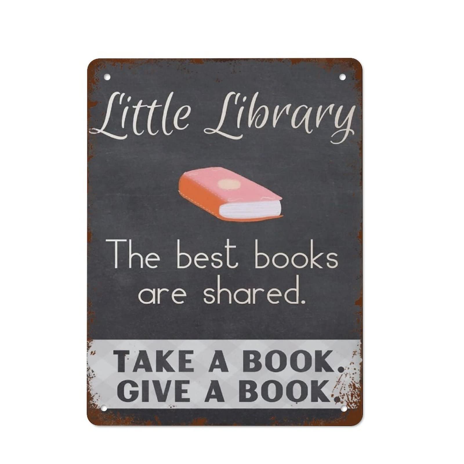 Yunking Vintage Sign Decor Little Library Poster - The Best Books Are Shared Sign Poster For Little Library Retro Wall Decor For Cafes Office Pubs Club Sign Gift Metal Sign Home Decor Tin Signs 8X12 Inch