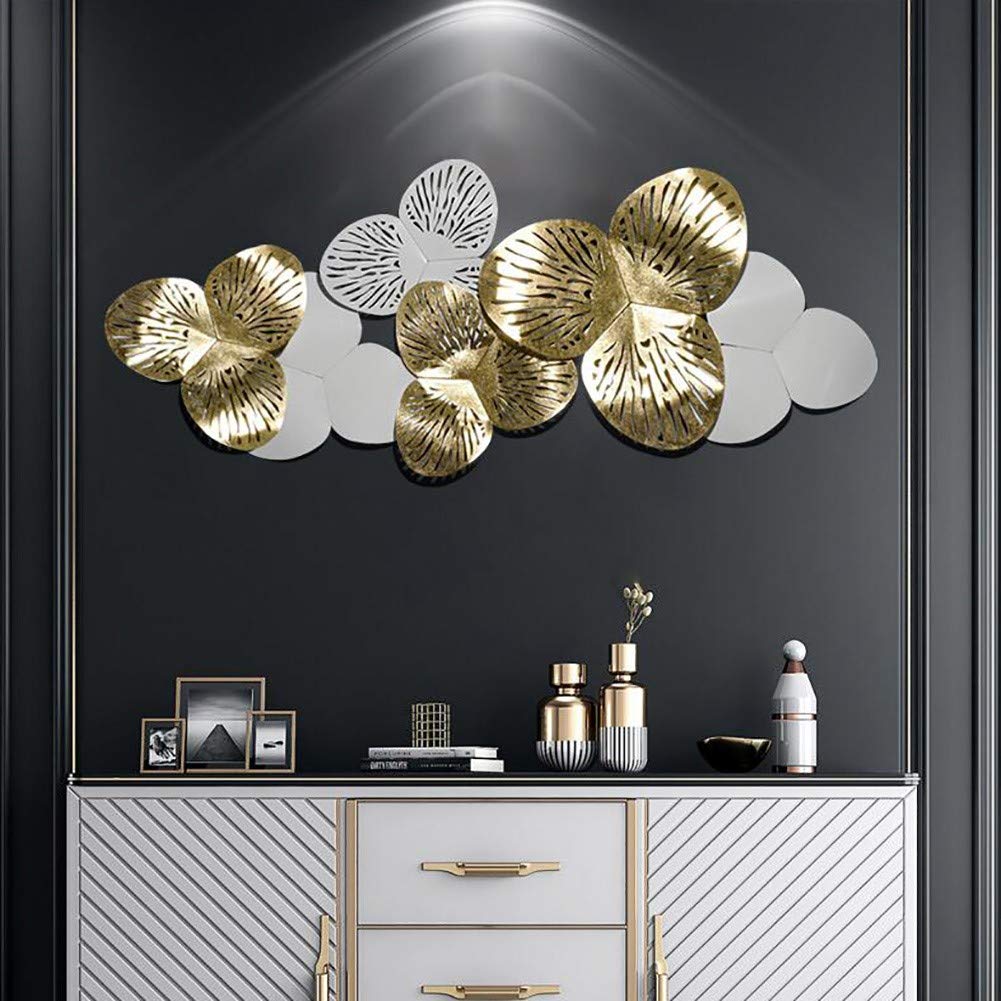 Escultura de Pared Moderna, decoración de Arte de Pared con Hojas de Metal, esculturas de Pared de Hierro 3D, Adornos de Pared, Ideal para Sala de Estar, Piezas Colgantes, decoración de Pared