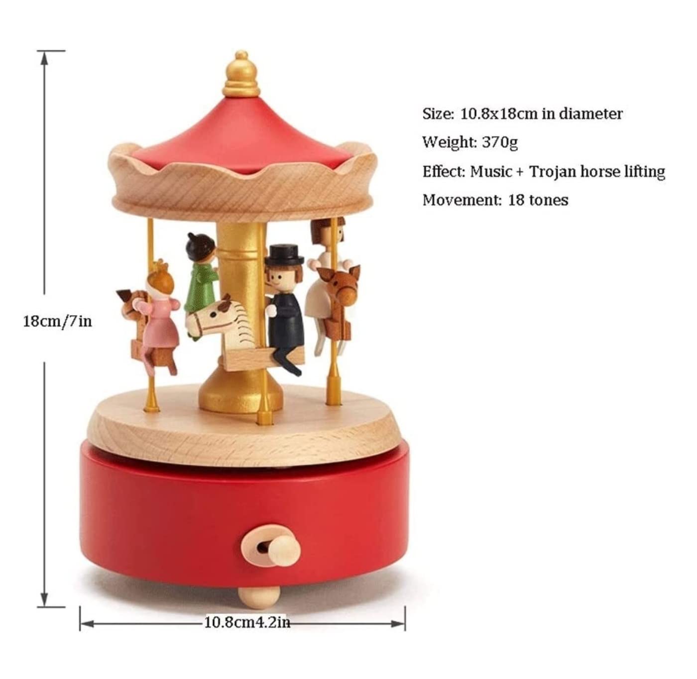 Caja de música Caja De Musica Niña Caja Musical con Mecanismo Tallado De Madera Vintage, Caja De Música De Cuerda, Regalo para Cumpleaños De Navidad Caja Musical Personalizada(H)