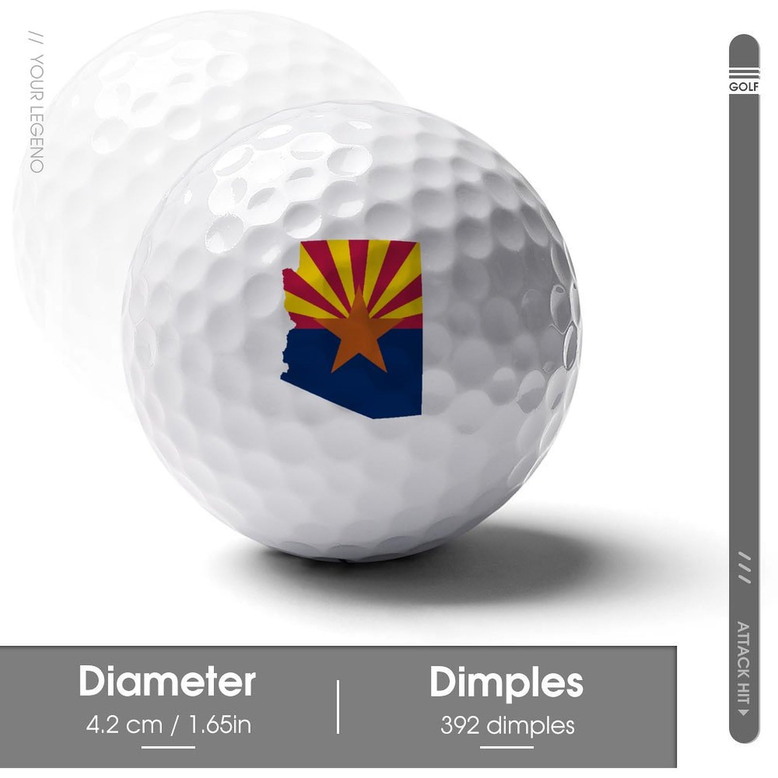 Flag Map of Arizona Novelty Golf Balls Soft Elasticity Feel Printed Golfs Training Ball Outdoor Sporting Goods