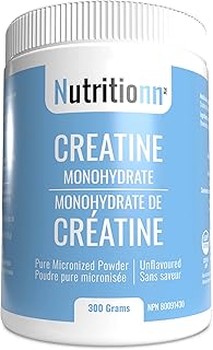 Creatine Monohydrate by Nutritionn - Increases Lean Muscle Mass - 300 Grams Pure Unflavoured Micronized Powder - Premium Workout and Bodybuilding Supplement