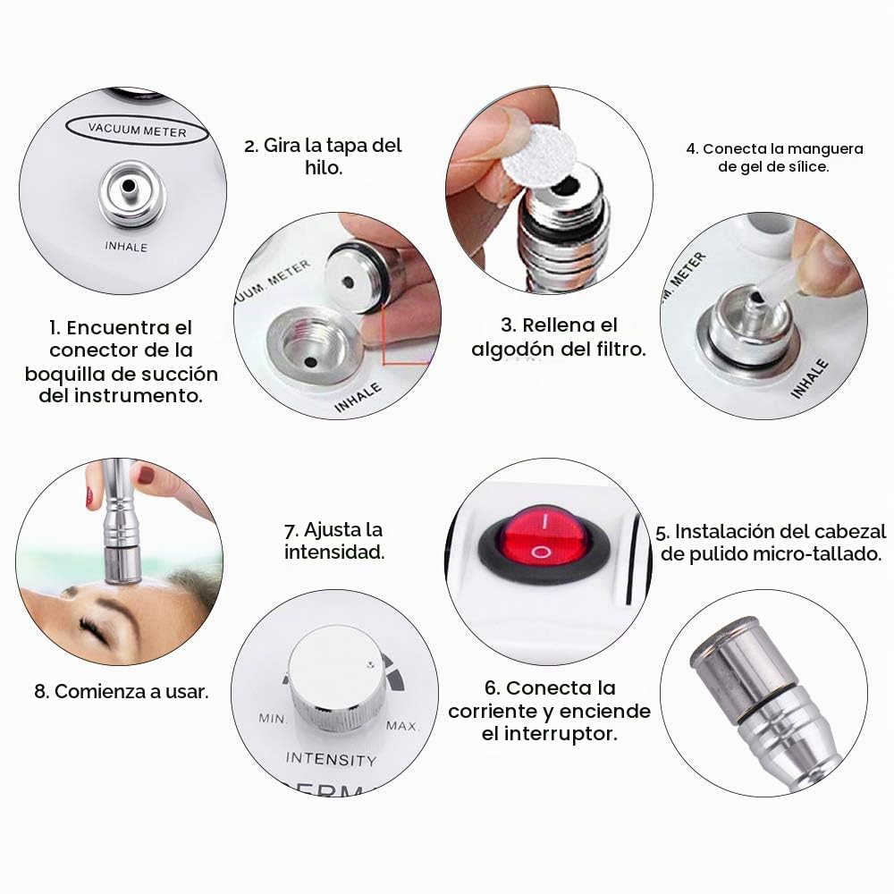 [Versión Mejorada] 65-68 cmHg Dispositivo Profesional de Dermoabrasión, Microdermoabrasión de Diamante, Peeling Facial, Equipo de Belleza para Salón y Uso Doméstico