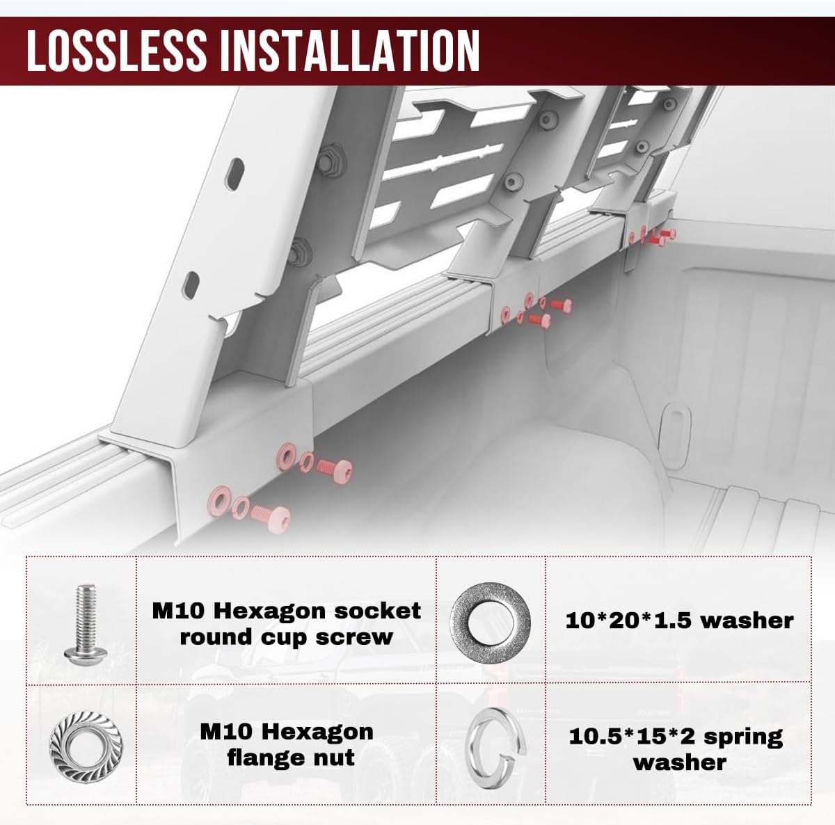 Overland Bed Rack Fits for F150 & Raptor 2009-2023 Easy to Install Truck Bed Rack Extender with Wider Molle Panel for Cargo Carrier Bed Racks