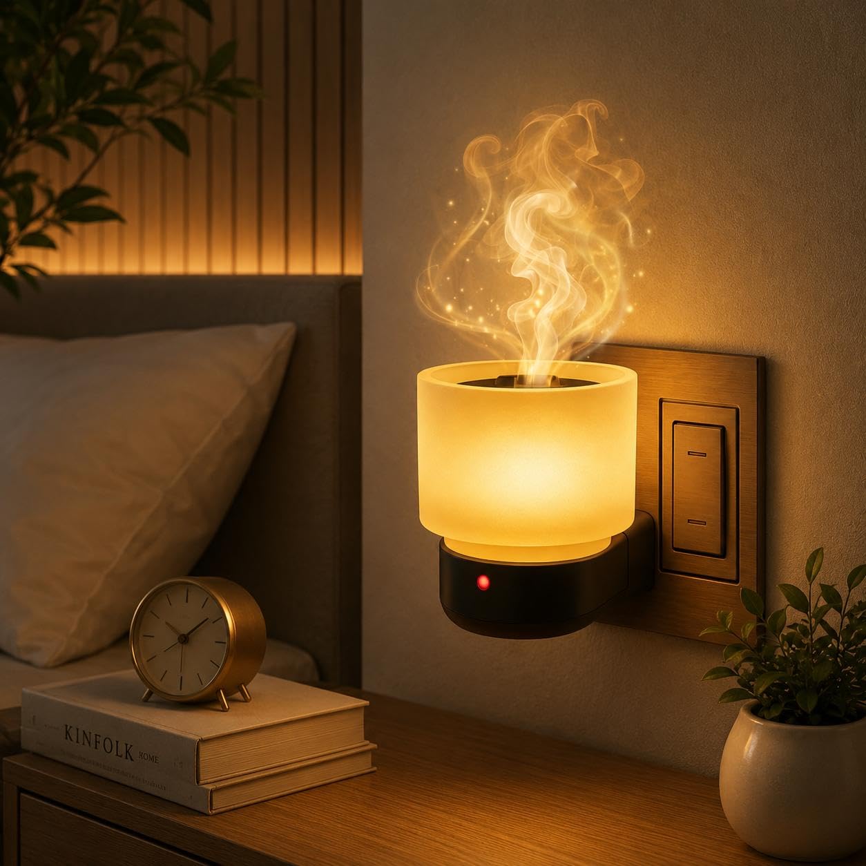 Electric Kapoor Dani with On/Off Switch & Night Lamp | Flameless Camphor Diffuser, Steel Plate for Pooja Room & Bedroom & Office | Works with Camphor, Essential Oils & Bakhoor-image-20