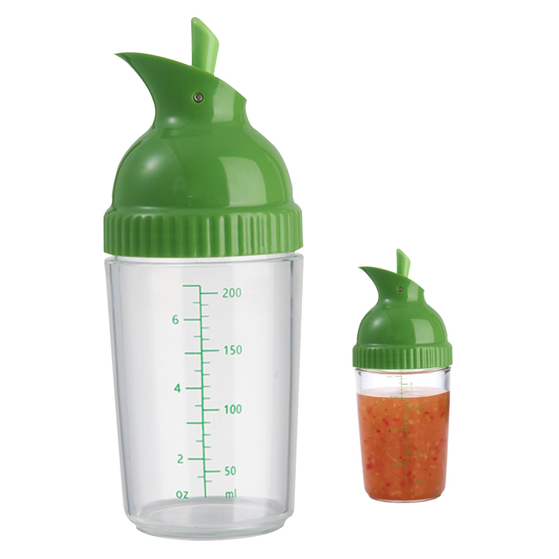 Licsaliwe Green 200Ml Clear Salad Dressing Shaker With Scale & Spout, Mixing Bottle For Sauces & Dressings