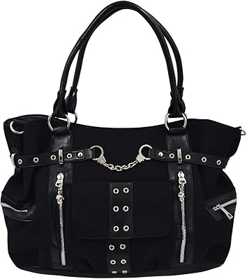 Lost Queen Rise Up Handcuff Goth Punk Rock Black Tote Crossbody Bag Purse