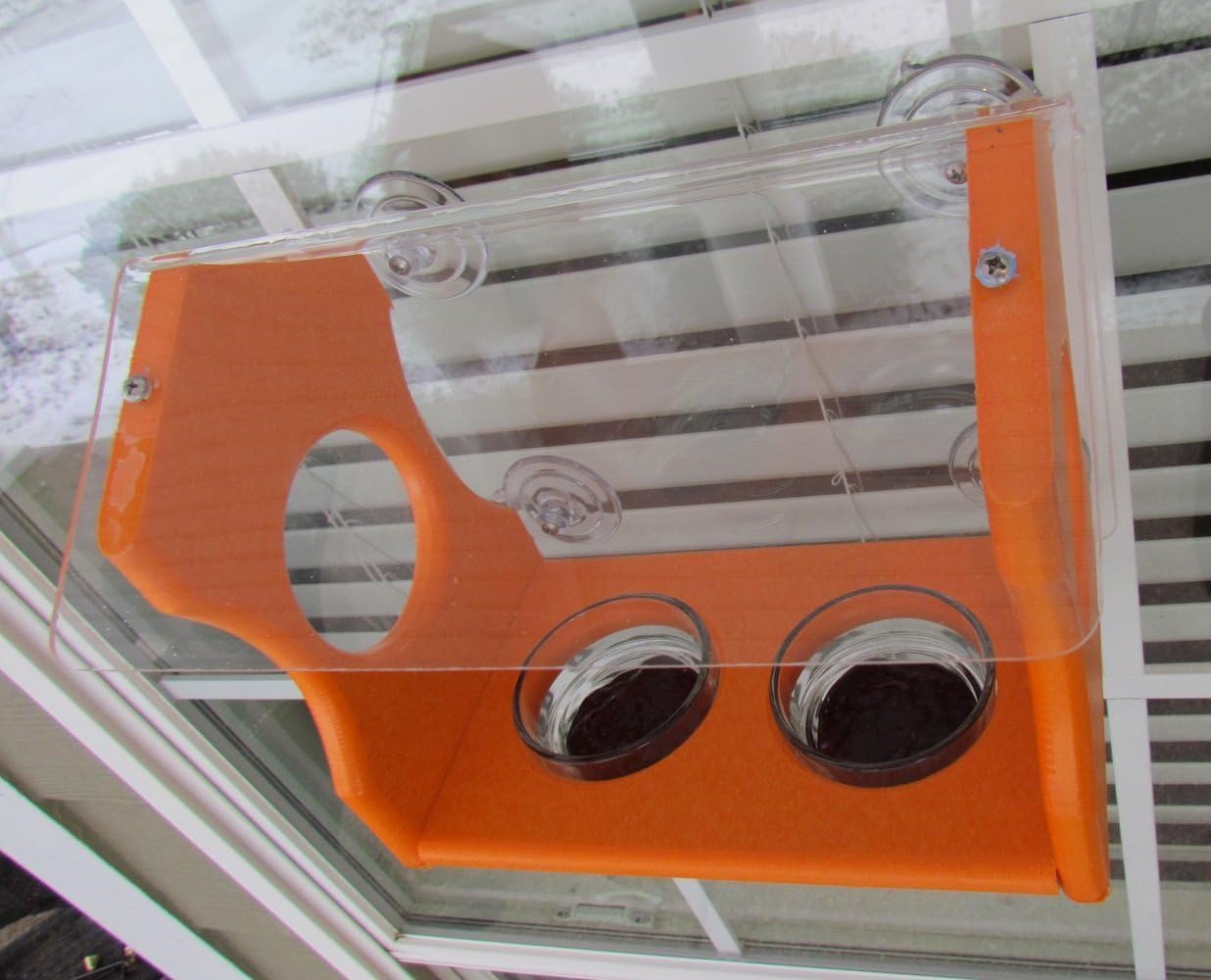 JCs Wildlife Recycled Poly Lumber Window Oriole Jelly Bird Feeder - Transparent Back - Made in the USA - Grape Jelly Bird Feeder