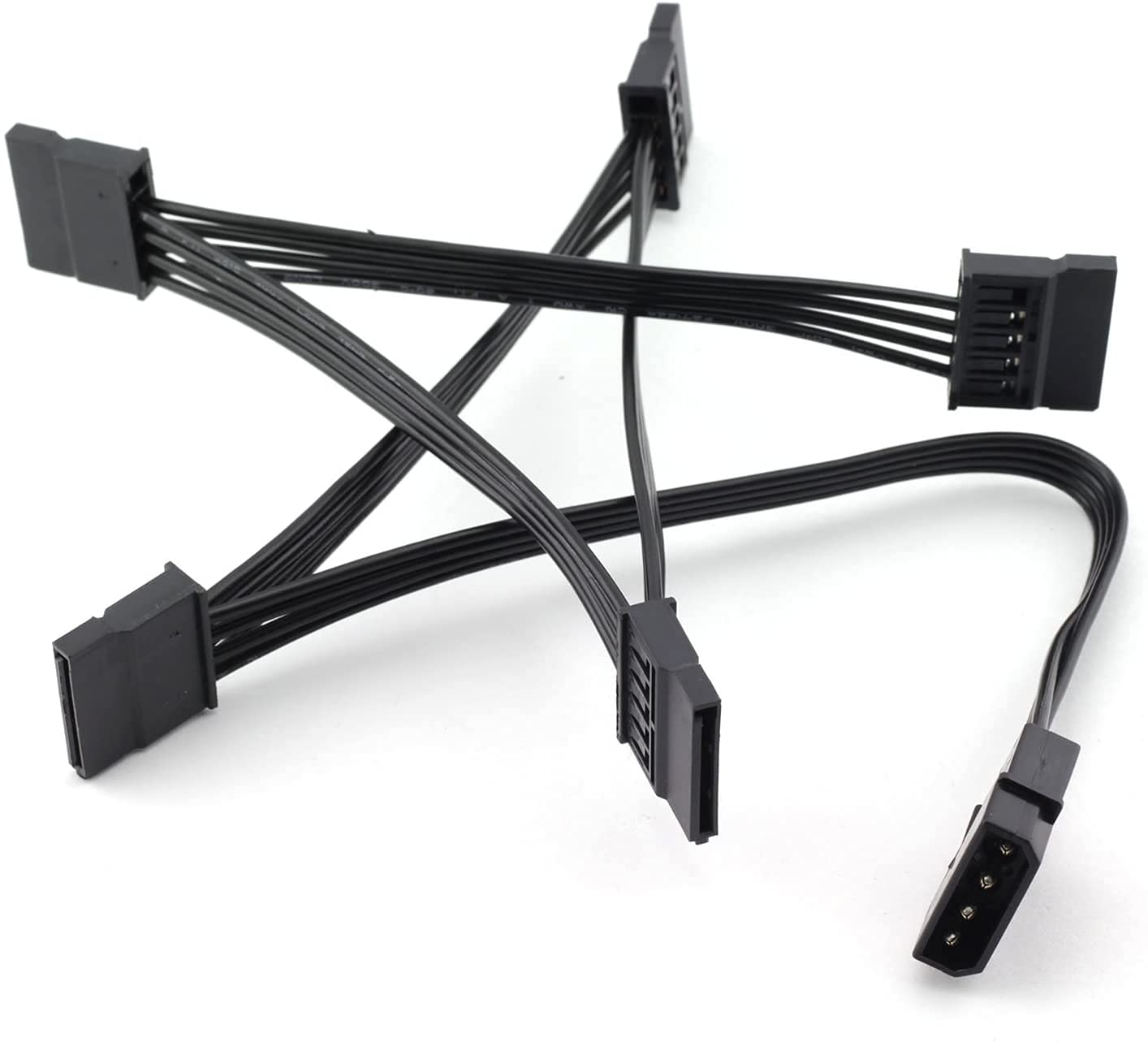 Piplus Pi+ (Piplus) Molex IDE 4Pin Male to 5 X Sata Power Cable (Sata 15 Pin Female) Sata Power Supply Adapter Converter Cable Cord 18Awg Sata Extension Cable 1 to 5 Splitter, Black