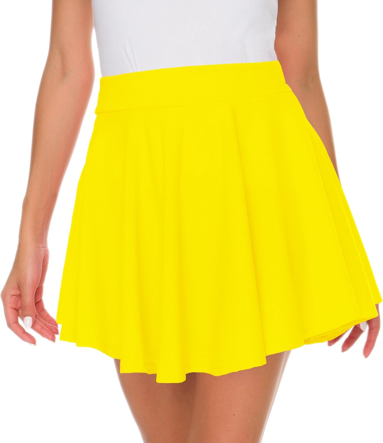 Afibi Casual Mini Stretch Waist Flared Plain Pleated Skater Skirt - Image 3