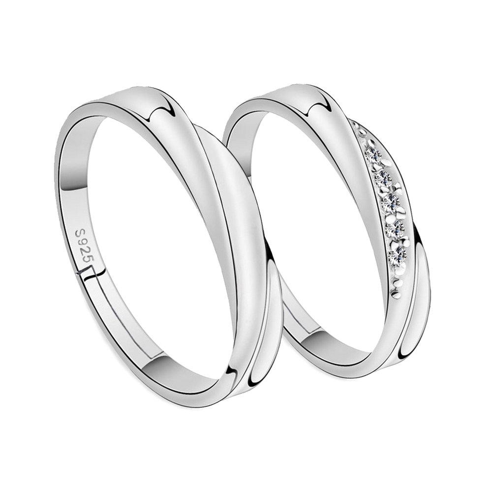 Ranikeer Bague Couple Anneau Réglable, Cadeau pour Amoureux pour Anniversaire Saint-Valentin Noël et Fêtes, Homme+Femme