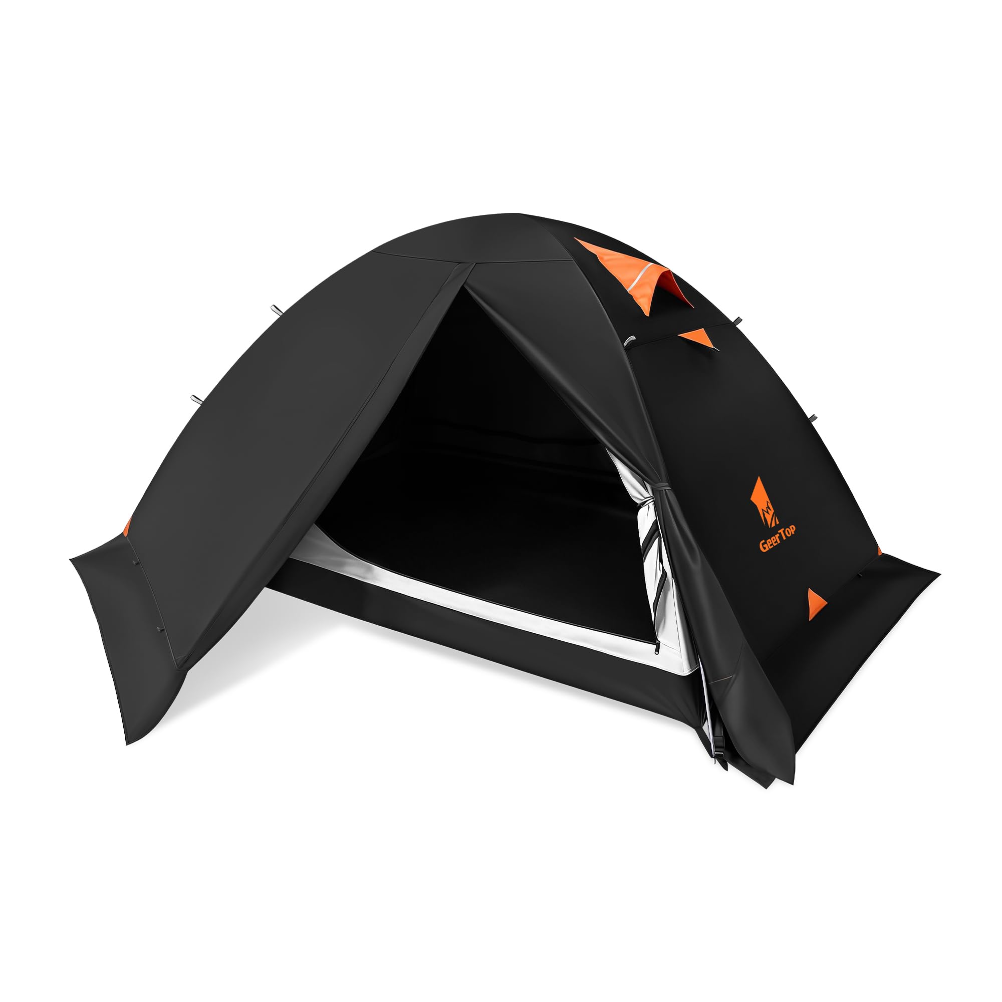 2 Person Blackout Camping Tent, Waterproof 4-Season Easy Setup | Blackout Interior, Lightweight, Snow Skirt, Freestanding Aluminum Poles, Double-Wall, Hiking, Mountaineering, Weekend Trips