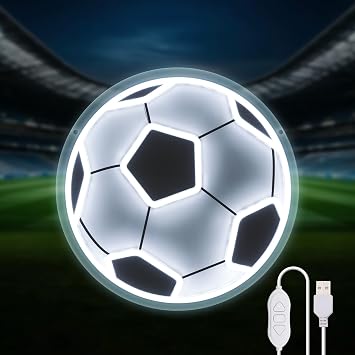 BRIGHTDECK Soccer Gifts for Teens Boys Girls, 2026 World Cup LED Night Light for Kids Room Decor, Cool Glowing Soccer neon Lights, Birthday Gift for Kids 8-15, World Cup Party Bedroom Decoration