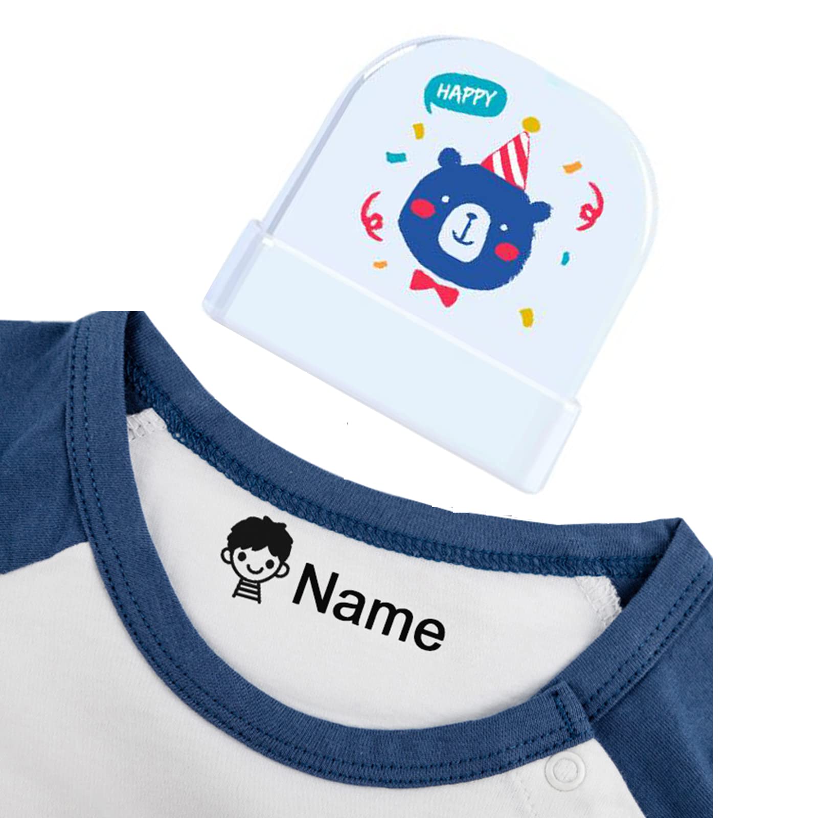 Clothing Stamp Name Stamp for Clothes Kids Kiddo Space Stamp The Kiddo Space Stamp Clothing Name Stamp Customized Name Stamp (BZ007 White,1pcs)