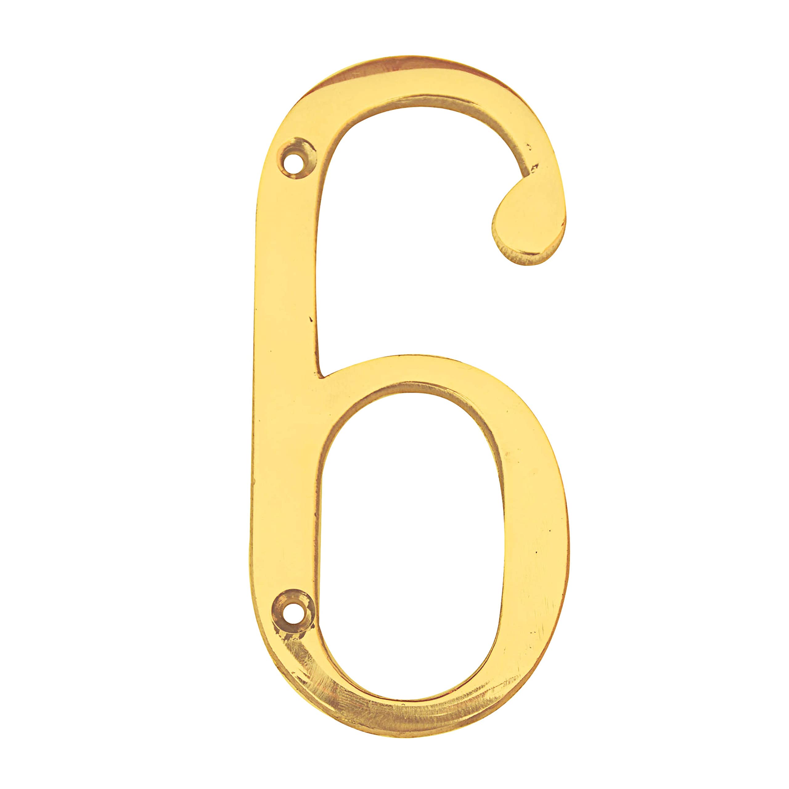 Pure Source India Brass House Hotel Door Number 4 Inch - No 6 (Six - 1 Piece)
