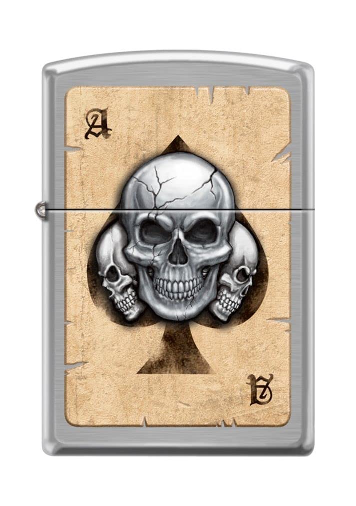 Amazon.com: Zippo Lighter- Skulls Poker Ace Card Brushed Chrome