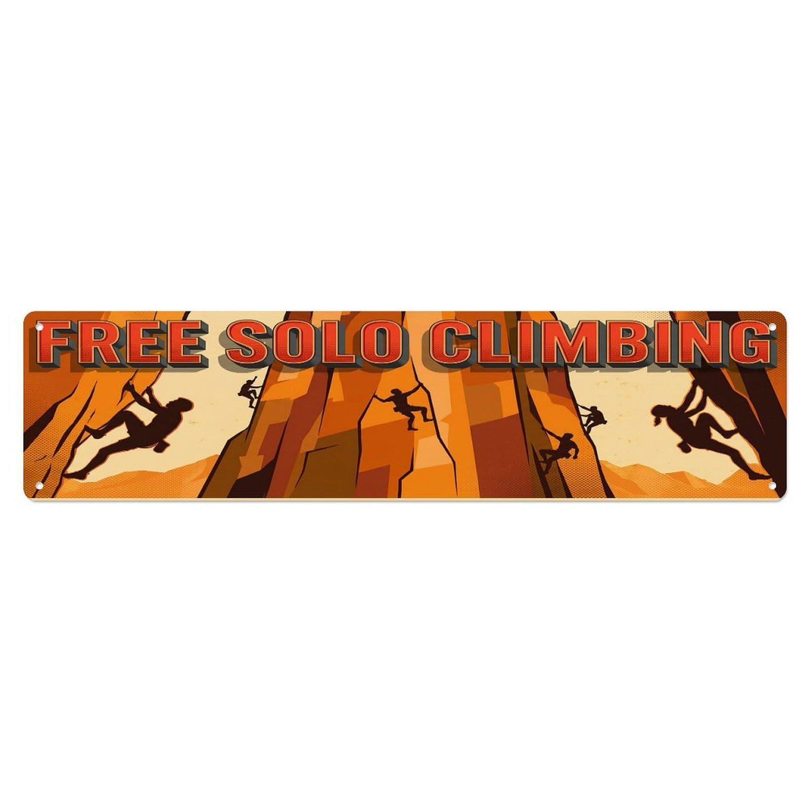 Cmhok Vintage Style Vintage Free Solo Climbing Outdoor Activity Sports Metal Tin Sign Wall Decor For Cafe, Club, Garden Metal Poster 4X16inch