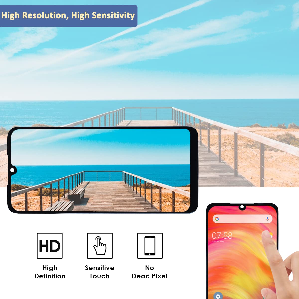 Écran Complet Xiaomi Redmi Note 7 / Note 7 Pro Avec Châssis - Vitre Tactile + Colle