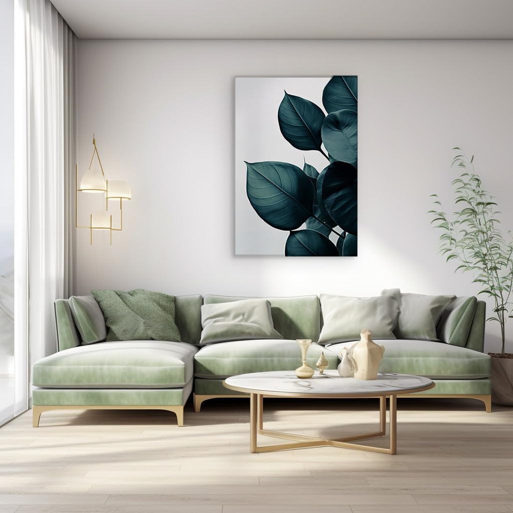 Canvas for Living room. Lush Greens in Focus: A Study in Nature's Vibrant Textures, 27 x 18 inch Canvas Wall Art - Contemporary Masterpieces - Modern Home Decor - 69x46 cm (27x18 inch)