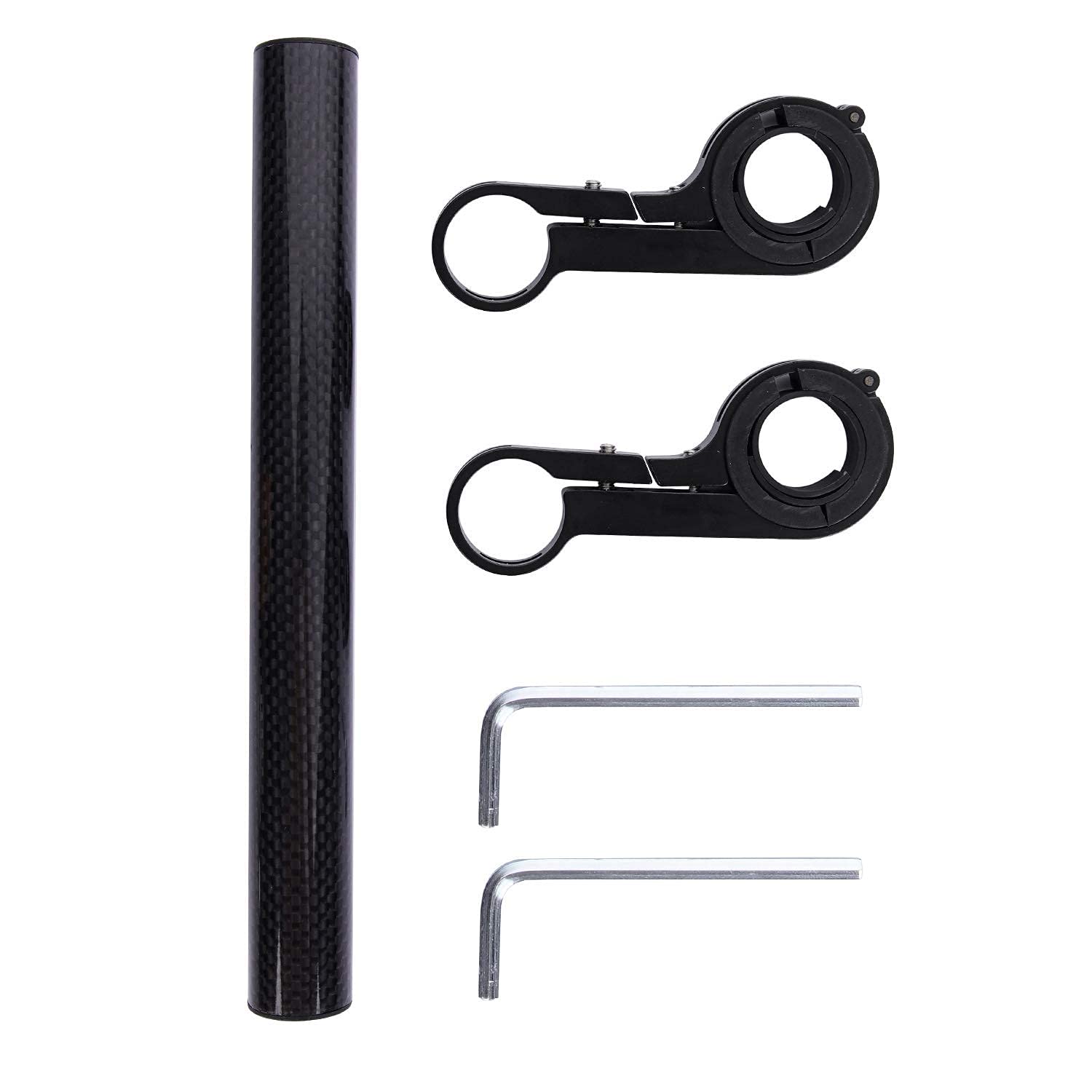 Yizhet 20cm Przedłużenie kierownicy rowerowej, przedłużka do roweru, rozszerzenie przedłużenie o średnicy 25,4mm, 31,8mm, latarki, smartfonów, urządzeń GPS,Włókno węglowe