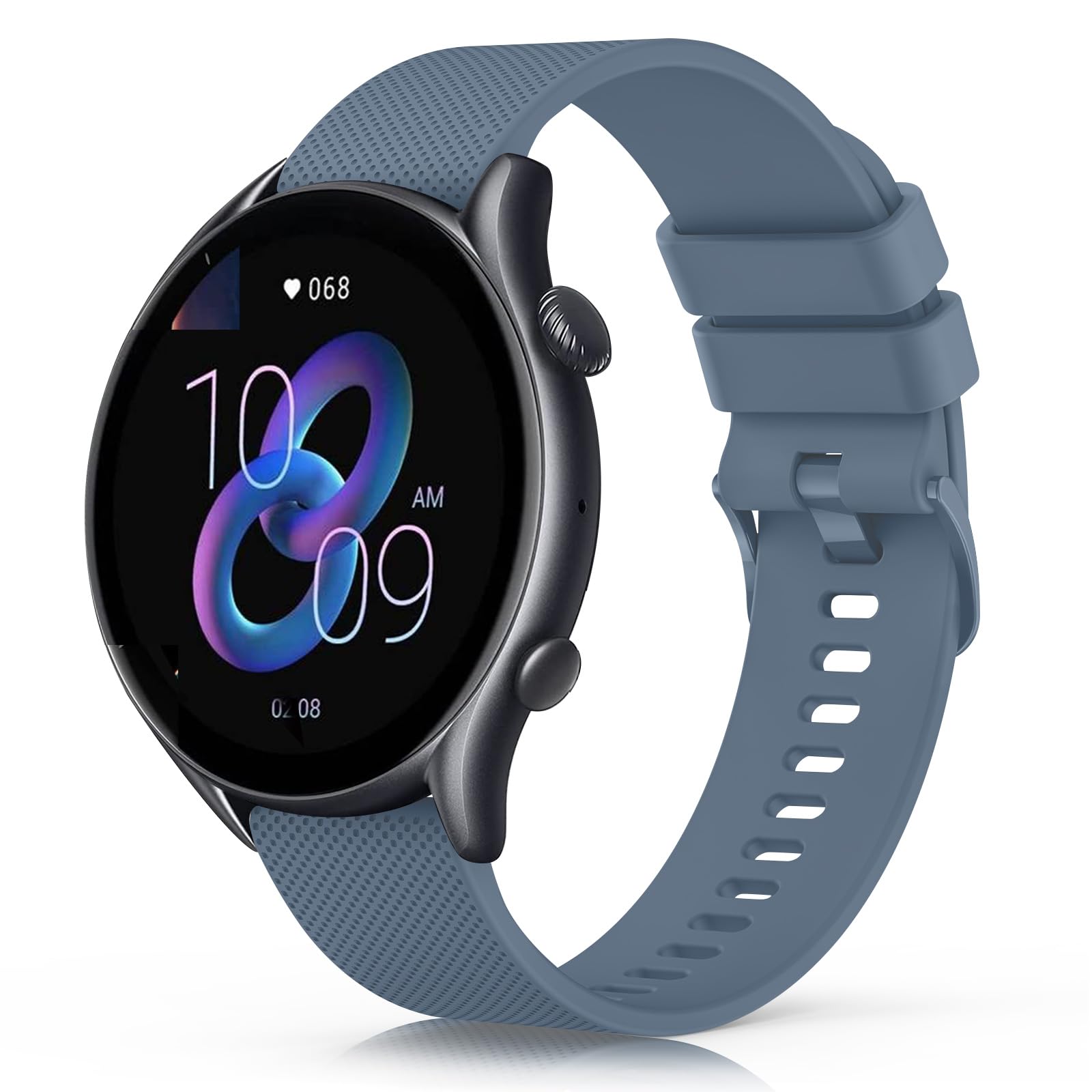 Tobfit Correa Compatible con Amazfit GTR 3/3 Pro/2/4/2e, 22mm Pulsera de Silicona Suave de Repuesto Deportiva Ajustable para GTR 47mm, Azul Gris