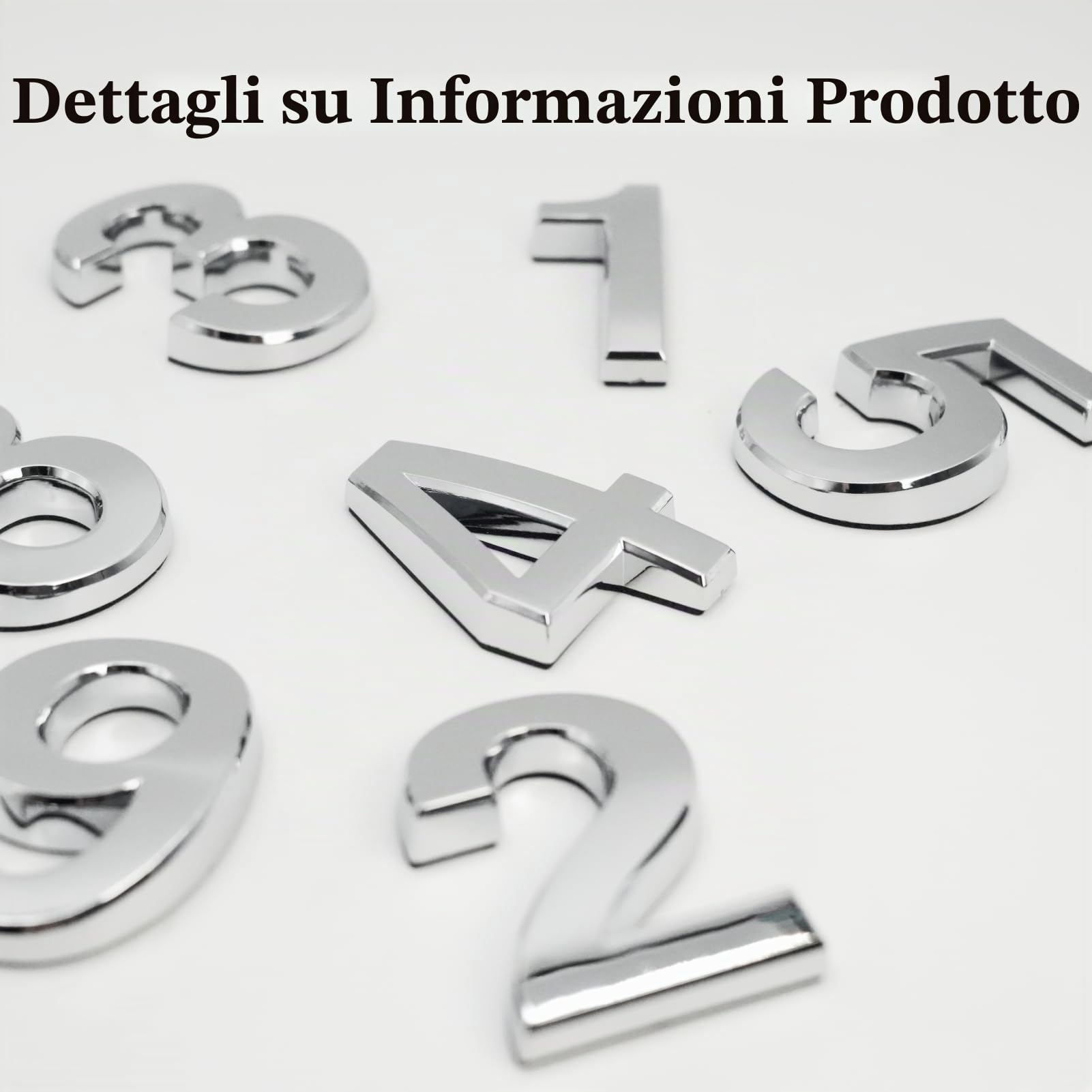 Numeri Adesivi 5 Cm,Numeri Per Cassette Postali,Numeri Camere Hotel Adesivi 3dArgenteo,Targhette Numeriche Da 0A9 Per Case, Appartamenti,Uffici,Cassette Postali (Argento, 50mm)
