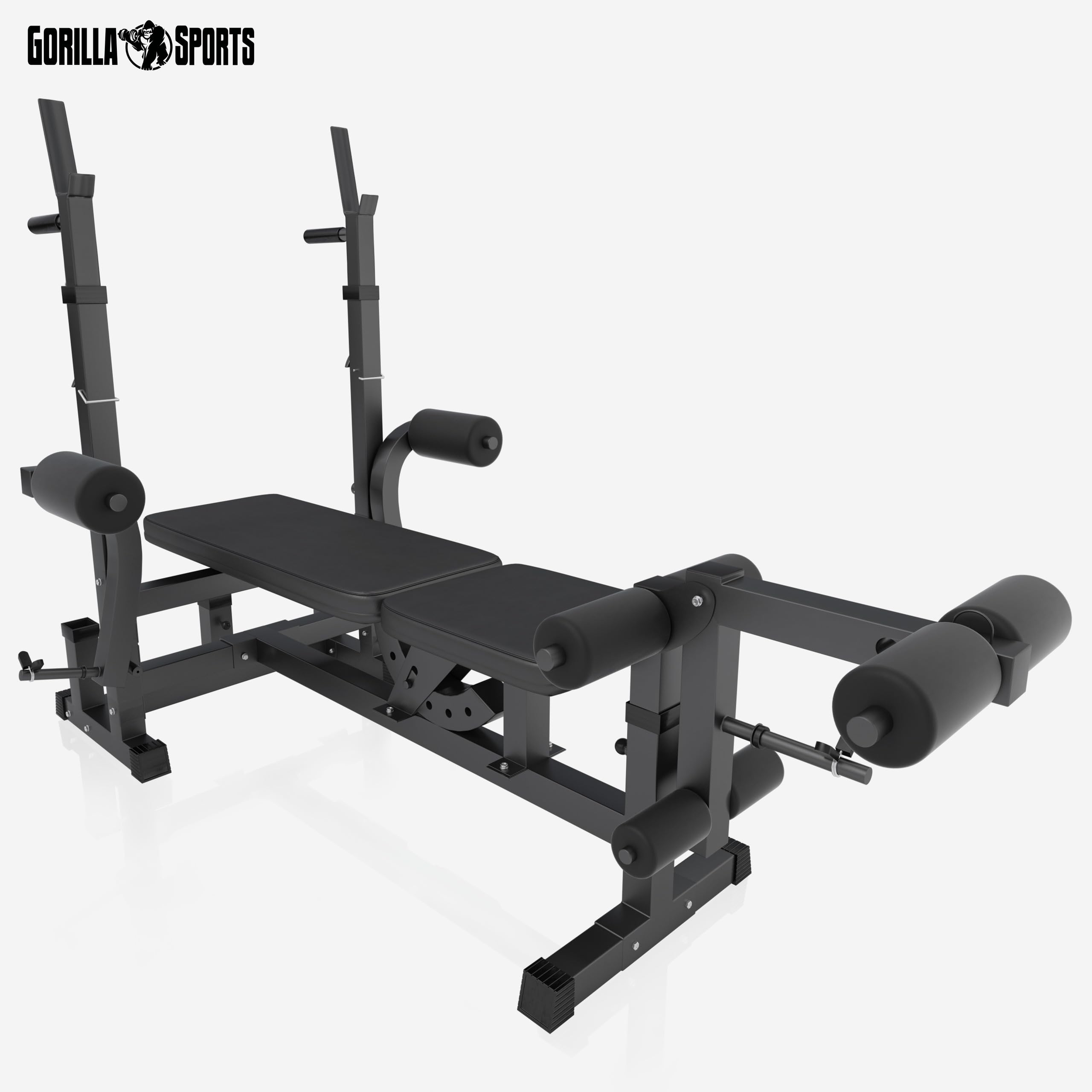 GORILLA SPORTS Banco de pesas multifunción completo | Juego de barras incluido, 100 kg de pesas